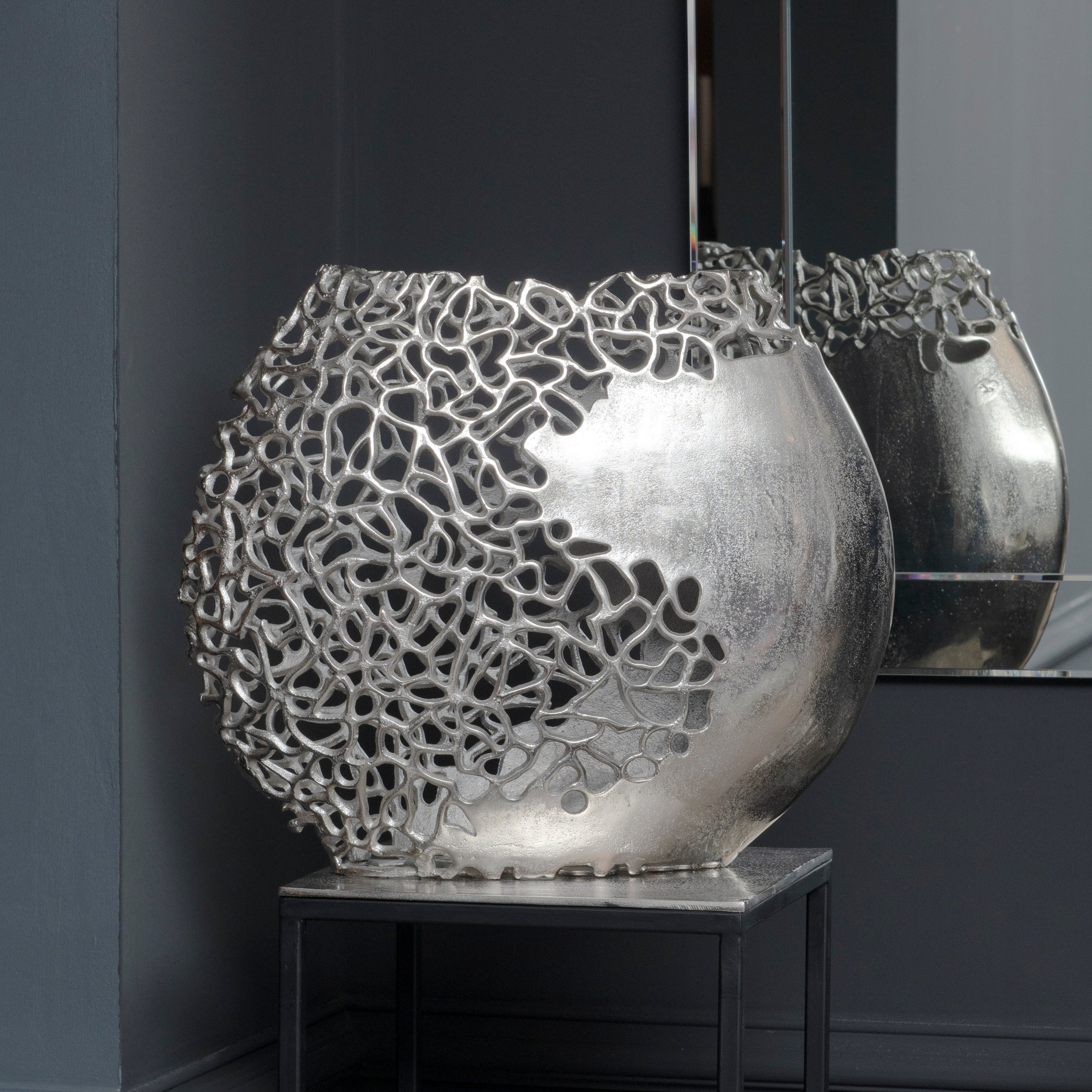 Apo Aluminium Silver Coral Ellipse Vase